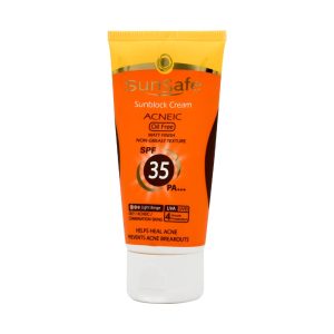 کرم ضد آفتاب و آنتی آکنه رنگی مدل SPF35 مناسب پوست های چرب (50) میل سان سیف